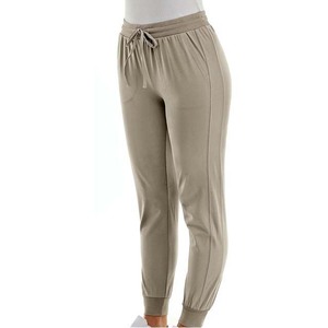 Pantalones Deportivos Casuales para Mujer, Color Caqui, Cintura Media, con Cordón Ajustable, Bolsillos y Largo Completo - Product Image 2