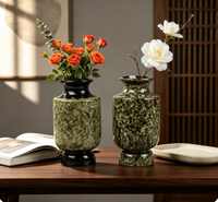 Ensemble de 2 vases en céramique pour table, décoration d'intérieur, couleur et taille personnalisables, design bohème, émail mat écologique, poignée en forme de fleur
