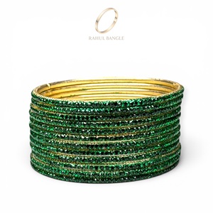 Juego de Brazaletes de Cristal Verde con Pedrería, de Moda, para Bodas, de Acero Inoxidable, Chapados en Oro, Resistentes a la Decoloración, para Mujer - Product Image 4