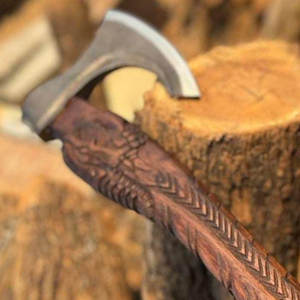 Viking <b>Axe</b> Industrial Grade Traditional Scandinavian Inspired Wooden Designed for Bushcraft <b>Camping</b> Survival Use Rustic Decor - Product Image 4