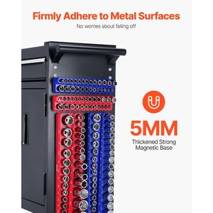 Set di 4 Organizzatori Magnetici per Bussole da 1/4 e 3/8 (Metrico e SAE) con Etichette Trasparenti per Riparazioni Auto - Product Image 3