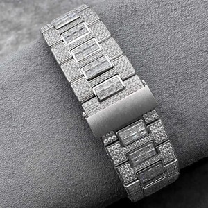 Montre automatique mécanique en acier inoxydable avec boîtier tonneau VVS Diam, cadran en cristal saphir, unisexe, luxe, mode, affaires, décontractée - Product Image 3