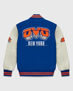 Chaqueta Varsity de los New York Knicks, Unisex, Azul, Logotipo de Búho Bordado en la Parte Delantera, Estilo Urbano, Manga Larga, Ropa de Invierno, Lana - Product Image 2