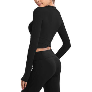 Hauts courts à manches longues pour femmes, hauts de yoga et de fitness, hauts de sport pour la gym, chemises courtes pour femmes - Product Image 3