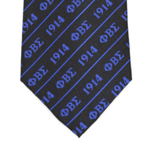 Corbata de Seda Negra Phi Beta Sigma con Letras Griegas 1914, Patrón Tejido, Corbata Formal para Hombre, Estilo Clásico - Product Image 6