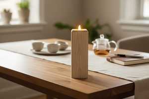 Round Wooden <b>Tea</b> <b>Light</b> Candle Holder Rustic Table Decor - Product Image 2