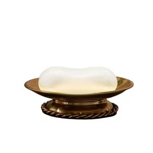 Soap Dish Holder Oval Metal Design With Raised Ridges For Countertop <b>Bathroom</b> <b>Accessory</b> Soap Dish - Product Image 3