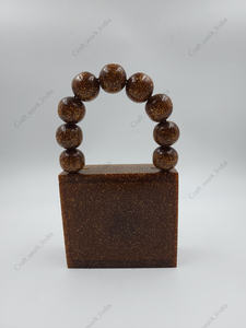 Bolso de Noche de Lujo Indio Hecho a Mano con Resina Brillante para Mujer, Cartera de Fiesta de Diseñador con Asa de Cuentas, Bolso de Mano Impresionante - Product Image 4