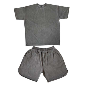 Men Acid Washed Plus Size <b>T</b> <b>Shirt</b> and Shorts Set Breathable <b>Polyester</b> Cotton Streetwear Summer Outfit - Product Image 1