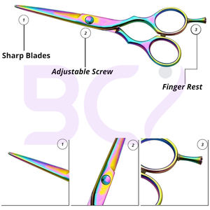 Tijeras de peluquería multicolor de 5.5 pulgadas para mujeres y hombres, tijeras de barbero para cortar el cabello. - Product Image 2