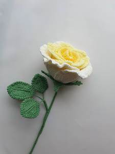 Fleur artificielle tricotée en crochet faite à la main, lot de fleurs floquées en laine, cadeau fait à la main - Product Image 3