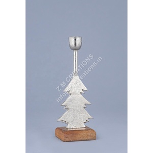 Base de árbol de Navidad plateada, decoración navideña, artesanías de madera de Metal, escultura de árbol de pino elegante, estrella, decoración del hogar, fábrica - Product Image 3