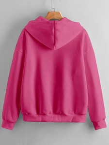 Sudadera con Capucha Premium Casual para Hombre, Color Rosa, con Cierre, Unisex, Corte Regular, Felpa, Color Sólido, para Otoño, Estilo Diario - Product Image 2