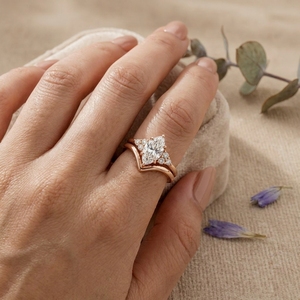 Marquise Cut Diamond Bridal <b>Ring</b> <b>Set</b> 14K <b>Gold</b> Rose <b>Gold</b> Plated Wedding Engagement <b>Ring</b> for Women Vintage Promise Jewelry - Product Image 5