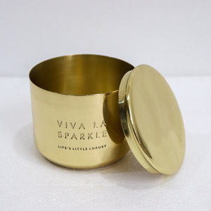 ฝาปิดภาชนะใส่เทียนทองเหลืองขัดเงาขนาด 16 ออนซ์ ดีไซน์ใหม่ งานแฮนด์เมด ขวดเปล่าสำหรับทำเทียน ตกแต่งบ้าน หรูหรา - Product Image 2