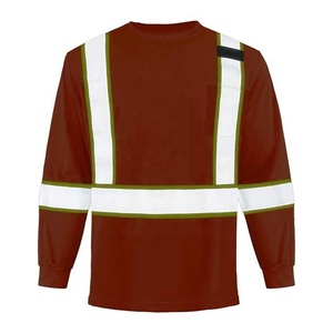 Camisa de Trabajo de Alta Visibilidad para Hombre, Manga Larga, Verde Oliva con Rayas Blancas - Product Image 2