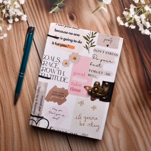 A5 Motivational Quote Collage Design Handmade Paper Notebook Lock Diary 200 Pages Double Side Eco Friendly Premium Journal Gift - Product Image 5