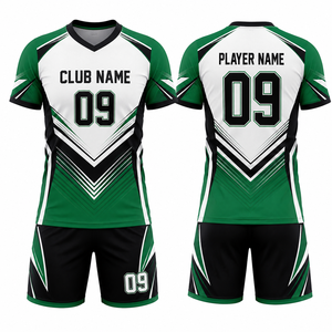 Maillot de volley-ball unisexe personnalisé MEGAMAPLE vert et blanc, imprimé par sublimation, respirant, uniforme d'équipe, taille adulte, 100% polyester - Product Image 1