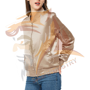 Chaqueta de satén acolchada personalizada para mujer, chaleco ligero liso con cuello alto, chaqueta de satén impermeable de nailon de talla grande para mujer - Product Image 3