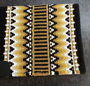 Tapis de selle Western en laine de qualité supérieure avec patchs en cuir à motif géométrique pour cheval - Product Image 2