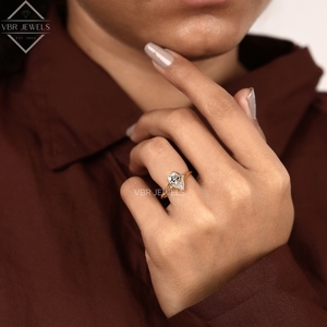 Elegant Yellow Gold Solitaire Diamond <b>Ring</b> Minimal <b>Thin</b> Band Engagement Wedding Jewelry Gift Supplier For Women Bridal Luxury - Product Image 5