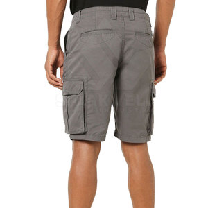 Pantalones Cortos Cargo para Hombre, Color Gris Sólido, Tela Oxford, Múltiples Bolsillos, Estilo Bermuda Informal, Cierre de Botones, Cintura Media, Transpirables, Tejido de Poliéster - Product Image 3