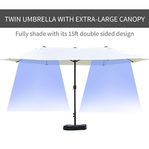 Ombrellone da Giardino Rettangolare Beige da 4,5 m con Doppia Tettoria Anti-UV, Manovella Facile, per Cortile e Ristorante, Base Inclusa - Product Image 4
