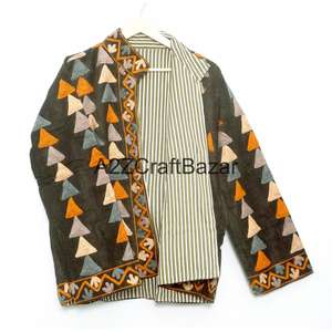 Veste matelassée en coton indien brodé pour femme, automne/hiver/printemps, écologique, séchage rapide, respirante, manches longues, longueur normale - Product Image 6