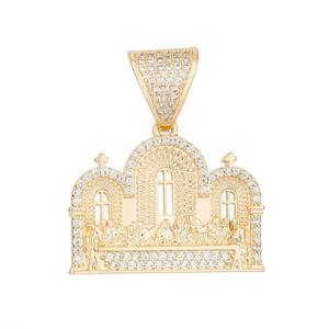 Bijoux religieux chrétiens Hip Hop plaqués or 14 carats, pendentif « L'Ultima Cene », ornements de prière et de bénédiction - Product Image 6