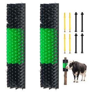 Cepillo rascador para ganado, paquete de 2, poste rascador para cabras con 8 tornillos, 16.9" x 7.5", masajeador para aliviar la picazón en la espalda de vacas - Product Image 1