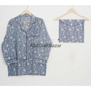 Vêtements de détente romantiques à fleurs pour femmes et hommes, en coton 100% pur de haute qualité, pour les vacances d'hiver, vente en gros, livraison directe d'usine, pyjama - Product Image 2