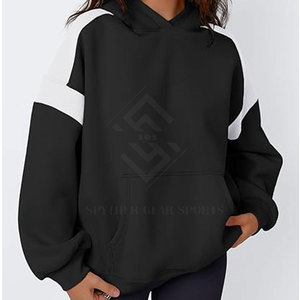 Sweat à capuche décontracté pour femme, couleur unie, respirant, écologique, avec logo personnalisé sur le devant, coupe oversize, pour l'extérieur - Product Image 3
