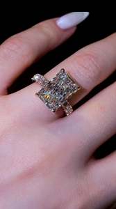 Anillo de Aniversario de Moissanita con Corte Radiante de 5CT, Anillo de Compromiso de Plata Esterlina 925, Anillo Solitario de Diamante, Regalos de Aniversario, Boda - Product Image 2