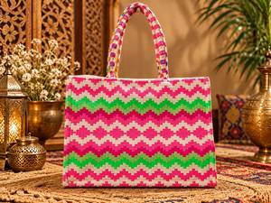 Handmade Cotton Durrie Book <b>Tote</b> <b>Bag</b> Ethnic Woven Solid Color <b>Large</b> Capacity <b>Zipper</b> Closure Casual Shopper Handbag for Women - Product Image 3