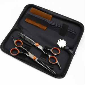 Kit de barbier professionnel 3 pièces comprenant des ciseaux à effiler, des ciseaux à lame de rasoir et un rasoir de coiffure pour salon - Product Image 4