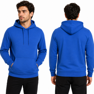 Sweat-shirt à capuche bleu royal pour homme, en polyester, uni, coupe classique, décontracté, avec poche avant, idéal pour l'automne et le sport - Product Image 2