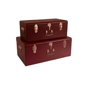 New Style Latest Fabric Storage Trunk Green and Brown Stackable Design for Sundries with Metal Buckles Trunk Box - Product Image 5
