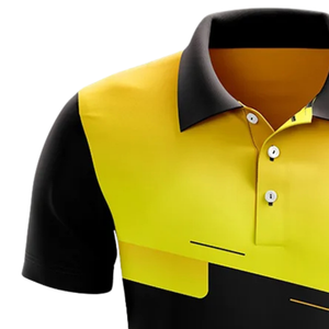 Maillot de cricket pour hommes jaune et noir à sublimation, polo à manches courtes, vêtements de sport pour matchs et entraînements, tenue d'équipe athlétique - Product Image 4