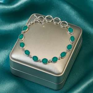 Green Onyx Charm <b>Bracelet</b> Alloy Adjustable Unisex Handmade Jewelry Gift for Men Women Party Gold Plated - Product Image 1