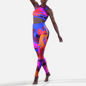Conjunto Deportivo de Yoga para Mujer con Estampado de Sublimación Personalizado, Sujetador Deportivo y Leggings de Cintura Alta, Conjunto Deportivo sin Costuras para Gimnasio - Product Image 2