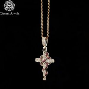 จี้รูปกางเขน Charm_Jewells เงินแท้ 925 ชุบทองคำสีกุหลาบ ประดับเพชรโมอิสซาไนต์สีชมพูแบบไมโครเพฟ สไตล์ฮิปฮอป เครื่องประดับทางศาสนา รับรองโดย IGI เหมาะสำหรับทั้งชายและหญิง - Product Image 6