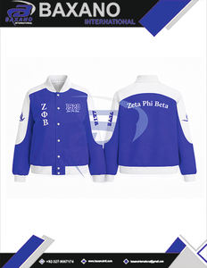 Chaqueta de sarga de algodón estilo carreras Zeta Phi Beta ZPB, ropa griega de hermandad, chaqueta de carreras con cuello alto y bloques de color. - Product Image 4