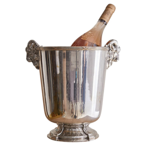 Cubo de hielo redondo de acero inoxidable con asas de cabeza de león, diseño clásico para enfriar bebidas, uso en fiestas - Product Image 1