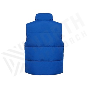 <b>Blue</b> Quilted <b>Vest</b> Stand Collar Zipper Closure Polyester Filling Winter Wear - Product Image 2