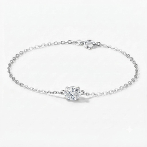Pulsera de Plata de Ley Rhodia Rhaya Jewels con Zirconia Ovalada Clásica Solitaria y Engaste de Garra para Niños - Product Image 2