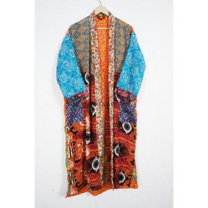 Kimono de Seda Hecho a Mano para Mujer, Bata Larga Estampada, Chaqueta Kimono, Regalo para Mujer, Kimono de Seda con Estampado Floral - Product Image 3