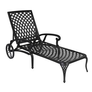 Lettino Prendisole Regolabile in Alluminio Pressofuso Nero con Schienale 193x64.5x93cm - Product Image 3