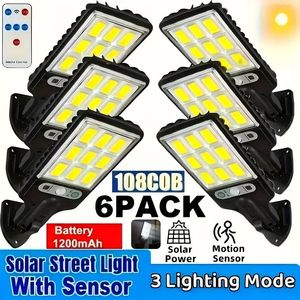 6 confezioni sensore di movimento ad energia solare da giardino esterno luce 108 pannocchia illuminazione ecologica - Product Image 1