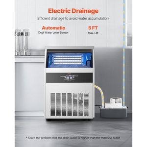 Macchina per il ghiaccio commerciale da 160 libbre/24 ore con capacità di stoccaggio di 66 libbre, 80 cubetti di ghiaccio in 15 minuti, pompa di scarico digitale a LED - Product Image 6