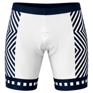 White Navy Blue <b>Cycling</b> <b>Shorts</b> <b>Padded</b> Seat Breathable Quick Dry Stretch Road Bicycle Racing Training Performance Sportswear - Product Image 1